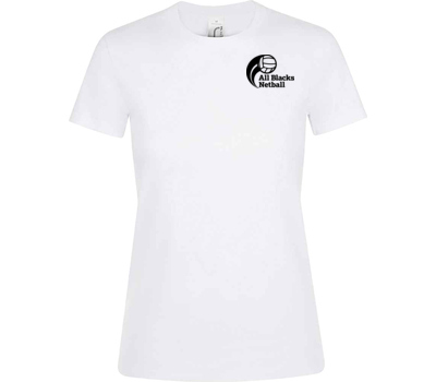  All Blacks Netball Club Ladies T-shirt White